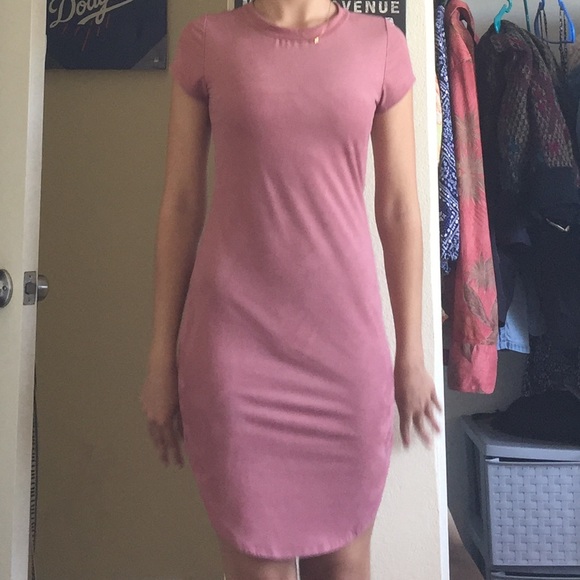 Body con pink suede dress - Picture 1 of 4